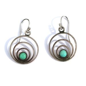 Vintage Turquoise Sterling Silver Dangle Earrings